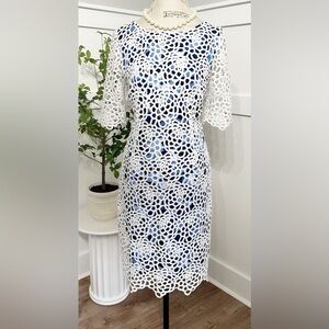 Antonio Melani White Eyelet Crochet Dress Sz 12 Designer